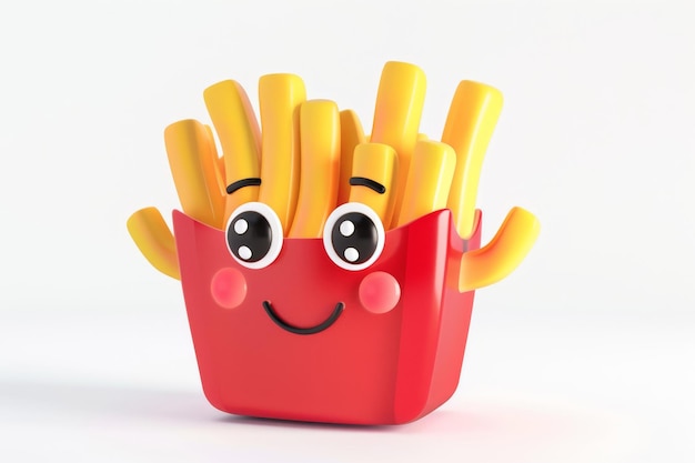 Photo cute french fries cartoon character