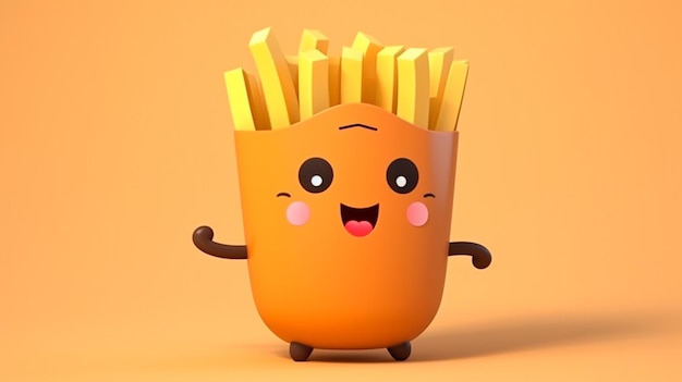 Cute French Fries Character Generative AI