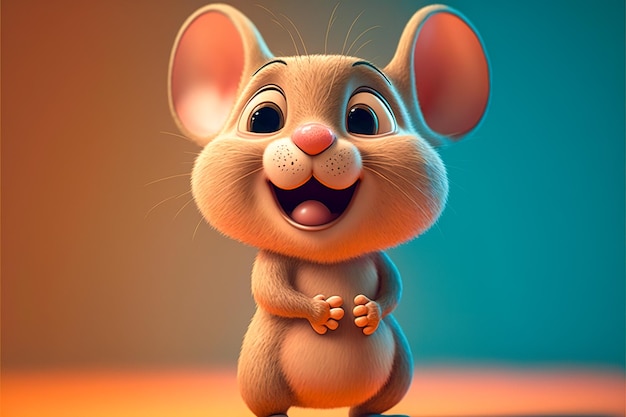 Cute friendly cartoon mouse character Generative AI