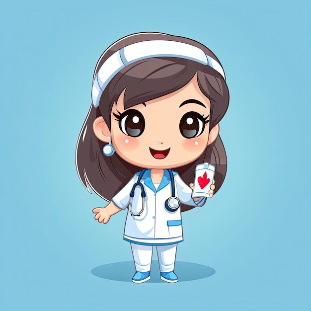 A cute and friendly nurse character in vector illustration This adorable artwork is perfect for healthcare and medicalthemed designs