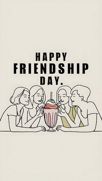 Cute Friendship Day Illustration with Group of Friends