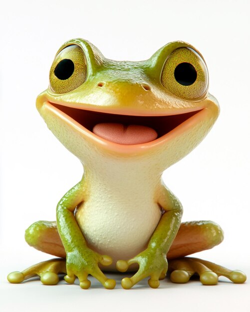 Photo cute frog in 3d format