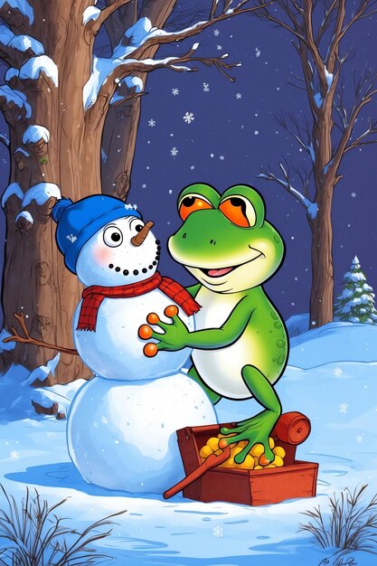 Photo cute frog cartoon characters for fun designs