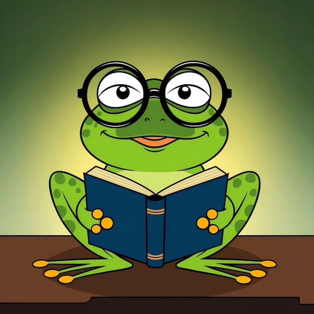 Photo cute frog cartoon characters for fun designs