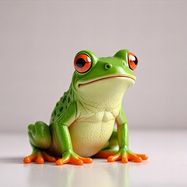 Photo cute frog plastic toy on a white background