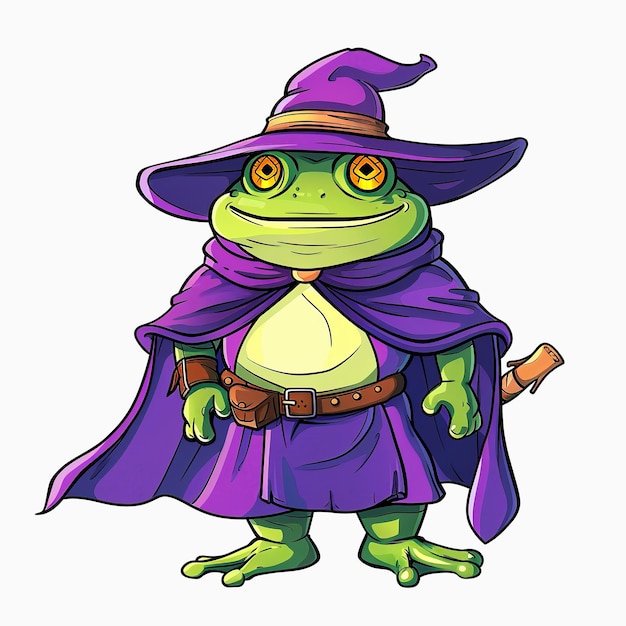 Cute Frog wizard isolated on white background Cute Frog wizard cartoon character Frog mage