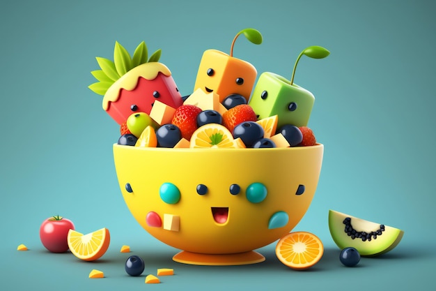 Cute Fruit Salad cartoon Character