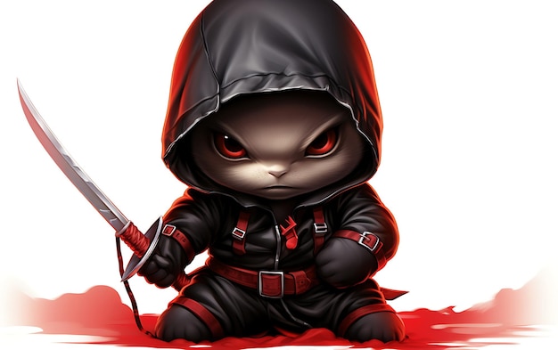 Photo cute and funny animal ninja backgroud with copy space for text