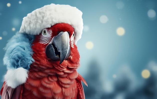 Cute and funny animal with santa claus costume Christmas animal background with copy space