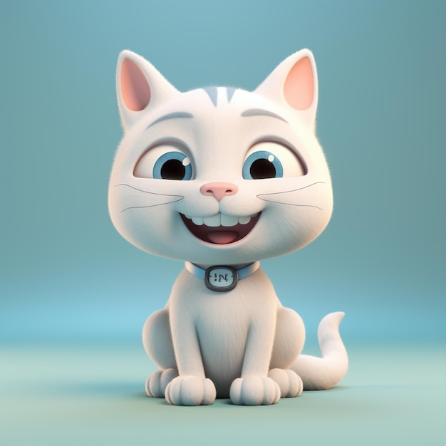 Cute funny cartoon cat with funny expression cartoon character smile face cat Generative AI