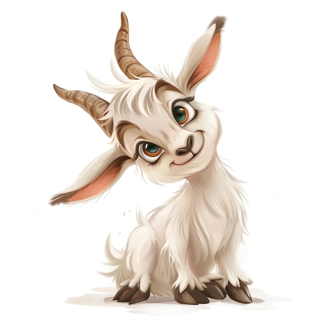 Cute Funny Cartoon Goat Illustration for Children Book Generative AI