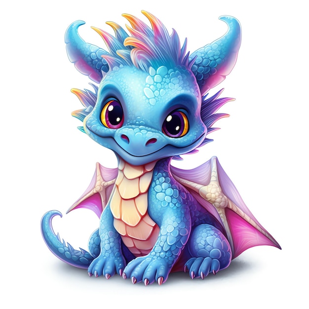 Cute Funny Dragon in Cartoon Style