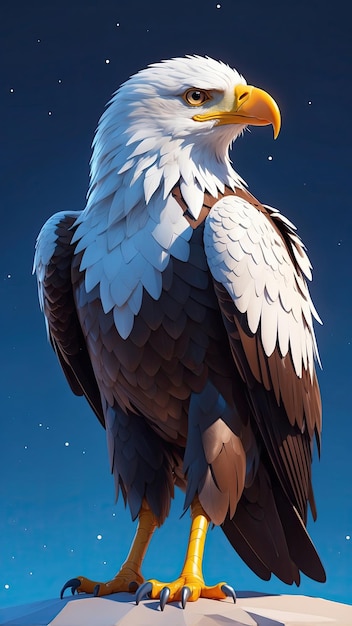 Cute funny Eagle shapes lines and triangles on a blue background Polygonal Eagle