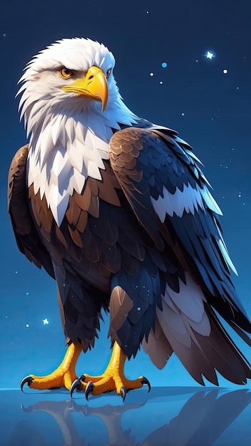 Cute funny Eagle shapes lines and triangles on a blue background Polygonal Eagle