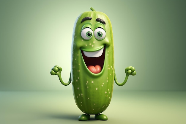 Cute funny and emotiomal vegetables character animated animated expressions quirky expressions playful expressions white background happy cucumbers