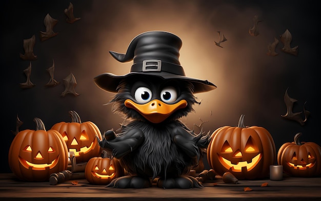 Cute and funny Halloween costume Halloween animal background with copy space