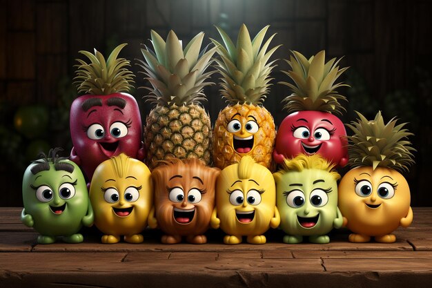 Cute funny happy and emotional fruits character animated animated expressions quirky expressions playful expressions