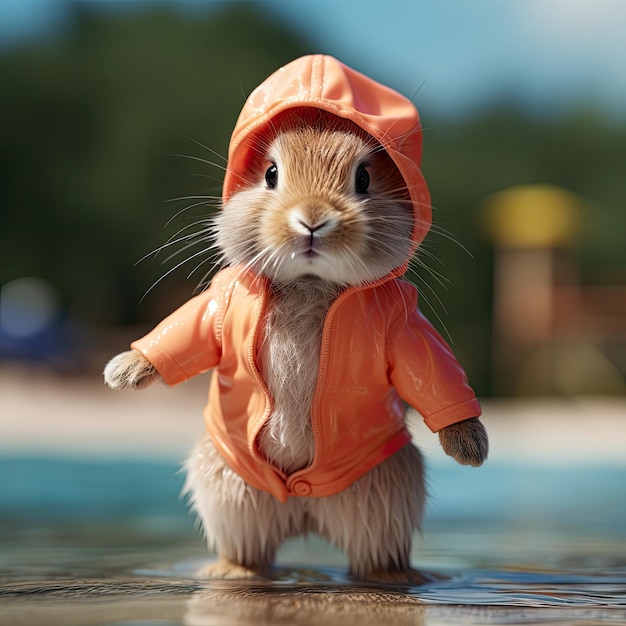 Cute furry Animal ai generated cute bunny wearing clothes