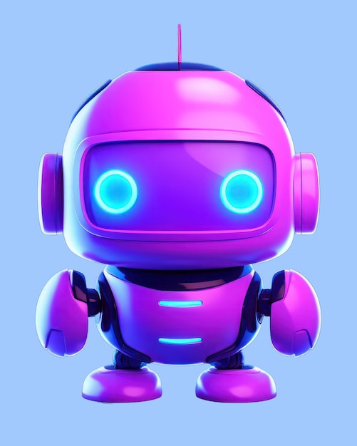 Cute futuristic purple robot illustration