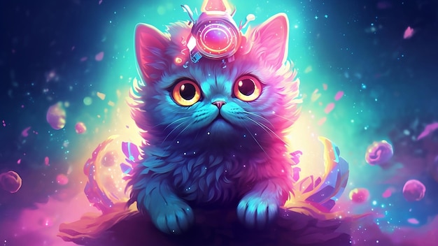 Cute galaxy cat adventure