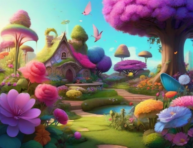 cute garden colorful fantasy soft scenery