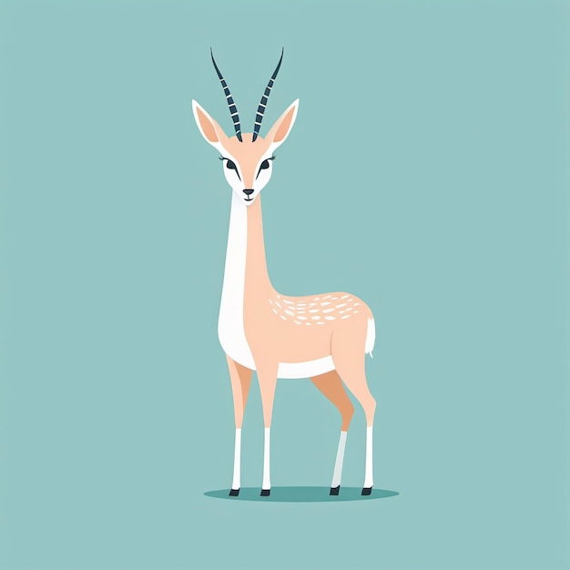 Photo cute gazella flat cartoon illustration