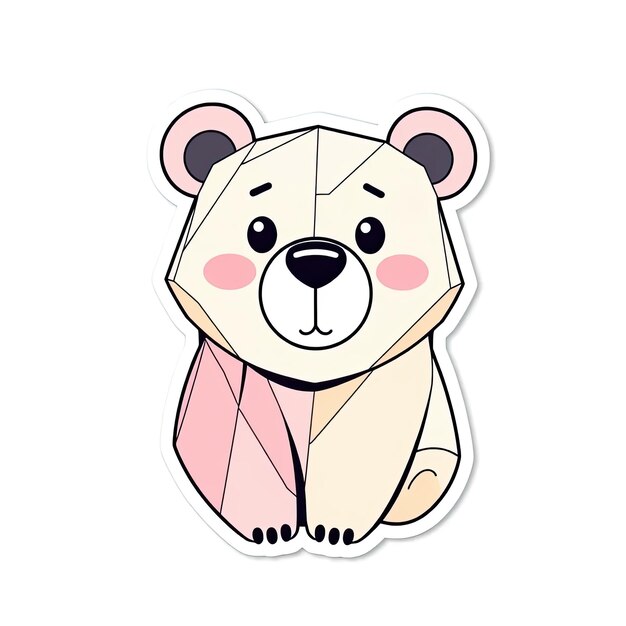 Cute Geometric Polar Bear Cartoon Illustration