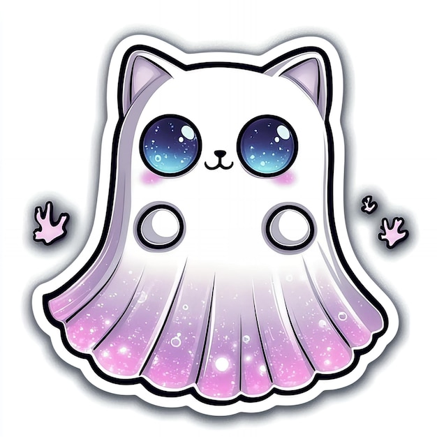 Photo cute ghost cat with galaxy eyes