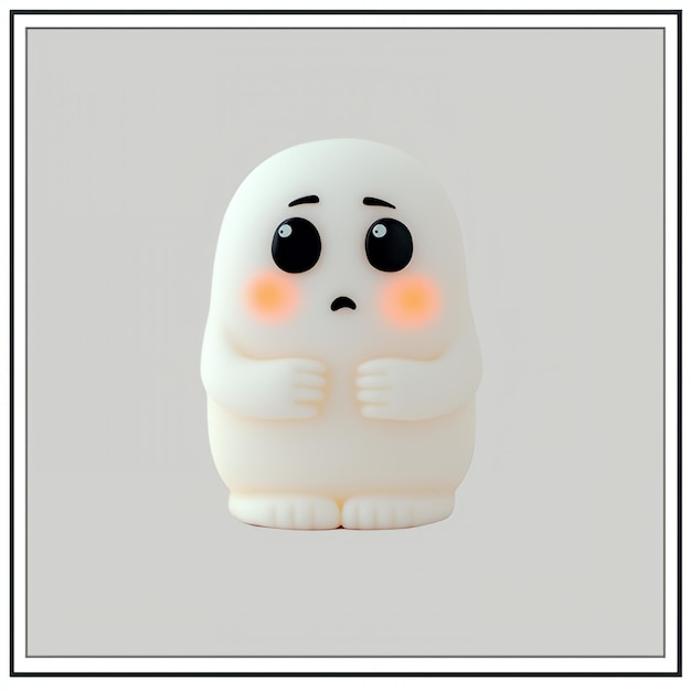 Photo cute ghost figurine with big eyes and blushing cheeks