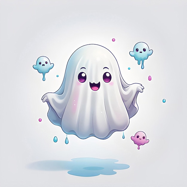 Cute ghost floating Halloween ghost cartoon