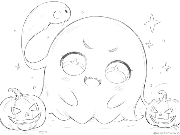 cute ghost halloween boo illustration