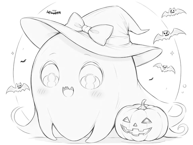 cute ghost halloween boo illustration