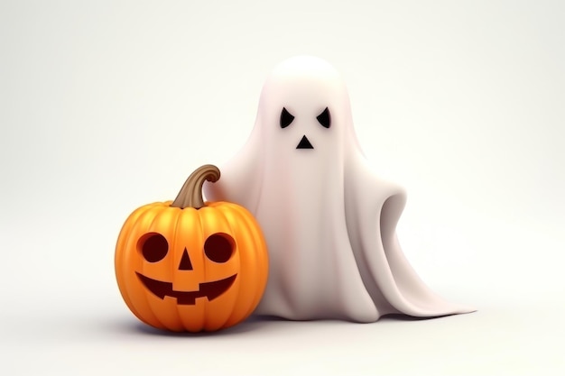 Cute ghost halloween pumpkin cartoon