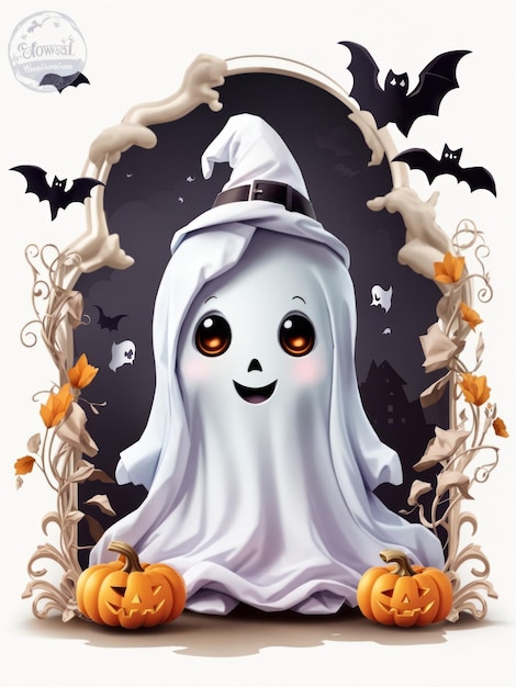 Cute Ghost Halloween Sublimation Clipart white background