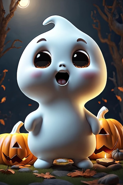 Cute ghost Vector Halloween concept Cartoon Ghosts Spooky vector White ghost in the background