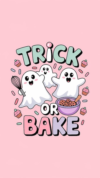 Cute Ghostly Trick or Bake Halloween Design