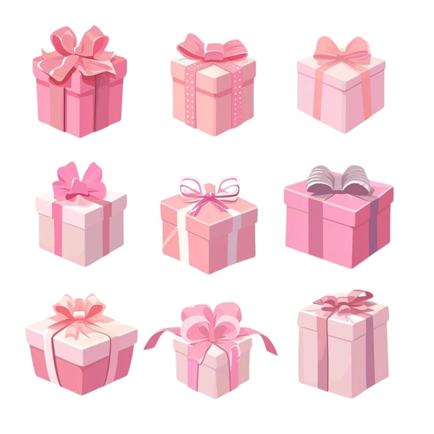 Cute gift boxes Valentines and birthdays cover decoration comic books advertising