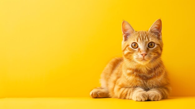 A cute ginger cat with big eyes looks directly at the camera