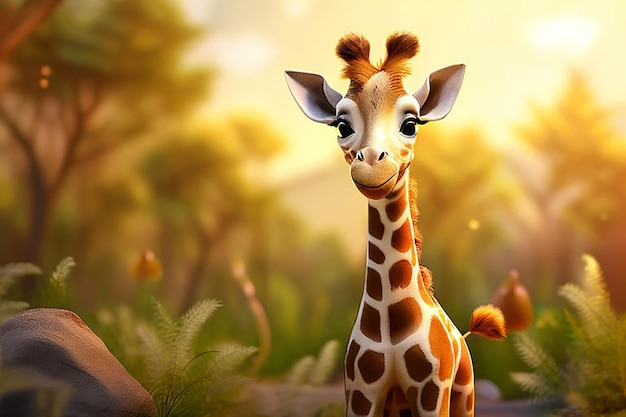 Cute giraffe children friendly cartoon