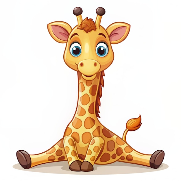 Cute Giraffe Sit Up Cartoon Vector Icon Illustration Animal Sport Icon Concept Isolated Premium Vector Flat Cartoon