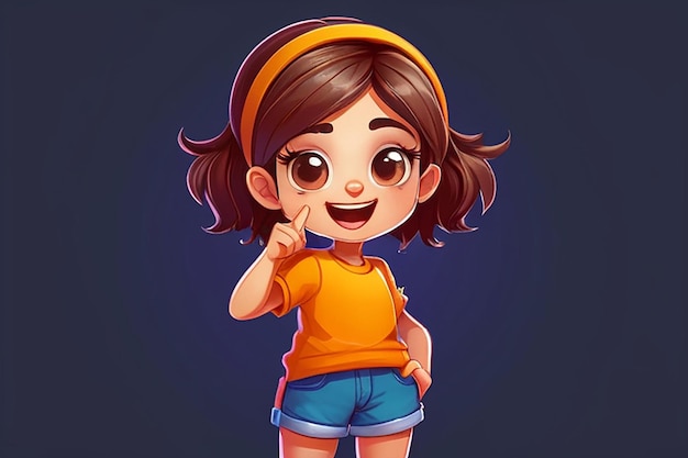 Photo cute girl dabbing pose cartoon vector icon illustration