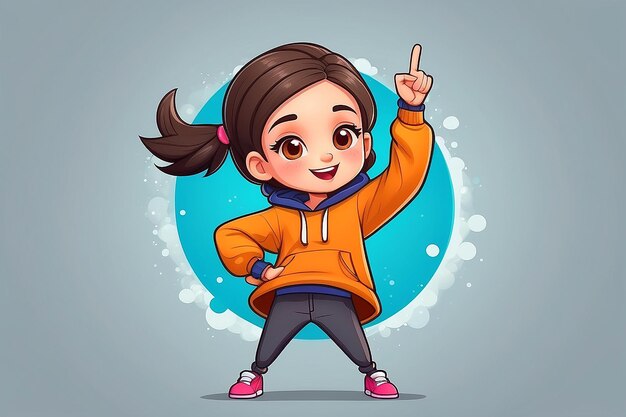 Photo cute girl dabbing pose cartoon vector icon illustration