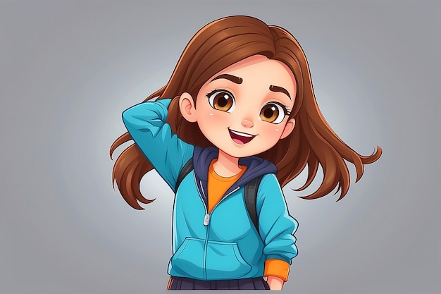 Cute girl Dabbing pose cartoon vector Icon Illustration