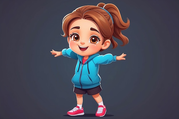 Photo cute girl dabbing pose cartoon vector icon illustration