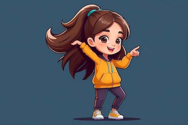 Photo cute girl dabbing pose cartoon vector icon illustration