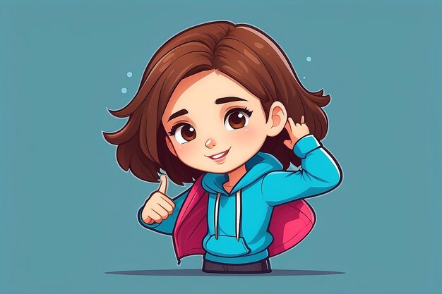 Cute girl Dabbing pose cartoon vector Icon Illustration