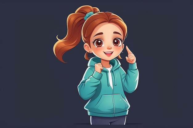 Photo cute girl dabbing pose cartoon vector icon illustration