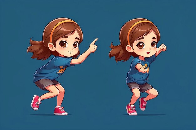 Cute girl Dabbing pose cartoon vector Icon Illustration