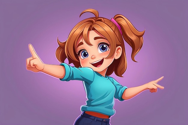 Photo cute girl dabbing pose cartoon vector icon illustration