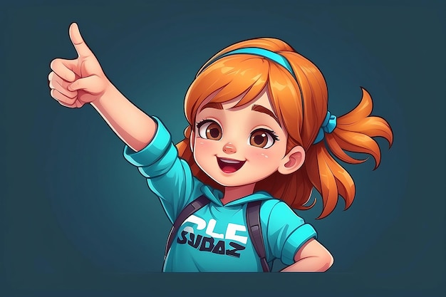 Photo cute girl dabbing pose cartoon vector icon illustration